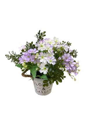 Open image in slideshow, Artificial Potted Purple Daisies
