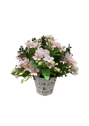 Open image in slideshow, Artificial Potted Pink Daisies
