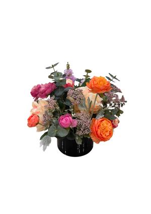 Artificial Ranunculus and Peonies Arrangement in Glass Bowl
