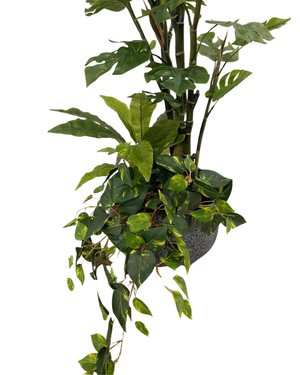 Artificial Split-Leaf Philodendron (Monstera) with Assorted Foliage in Stone Pot