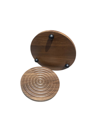 Round Wooden Tray Set of 2