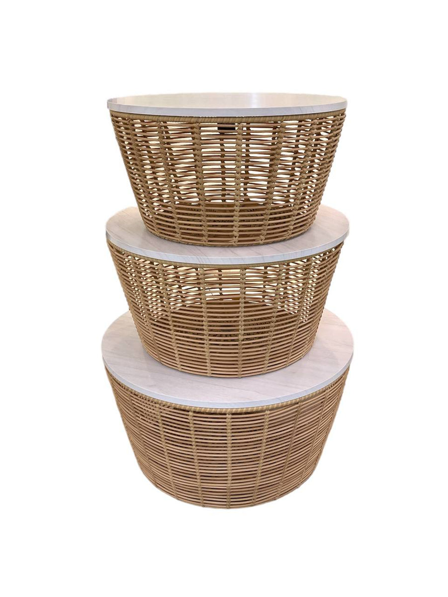 Rattan Low Table Storage (White) – mingsing flowers