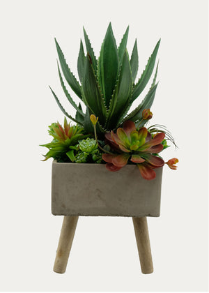 Open image in slideshow, Artificial Assorted Succulent Arrangement with Aloe
