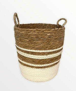 Open image in slideshow, Brown &amp; White Woven Basket
