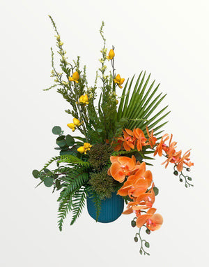 Open image in slideshow, Artificial Phalaenopsis Orchid Arrangement with Solanum Mammosum
