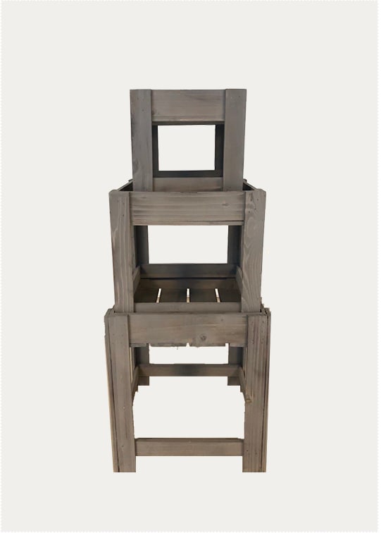 Square Rustic Gray Wooden Stand